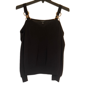A.U.W Black Sleeveless Top with Gold Chain Strap Detail Women’s Small